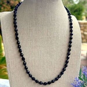 Vintage Black Faceted Lucite Necklace 19"